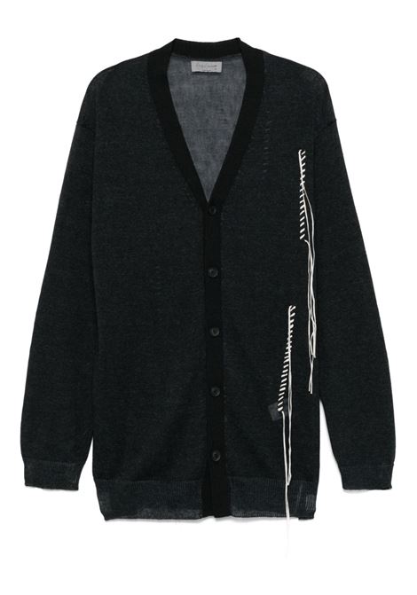 Grey contrast-stitching cardigan Yohji yamamoto - men